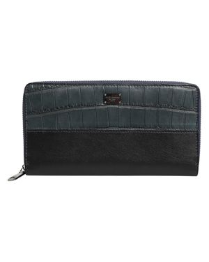 Dolce & Gabbana Exotische Leder Herren Continental Clutch Geldbörse - Schwarz