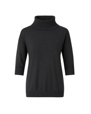 Conquista Elegantes, Anthrazitfarbenes Stricktop Mit Weichem Rollkragen - Schwarz