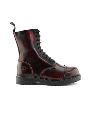 Grinders Schnürstiefel Aus Leder Mit Stahlkappe, Weinrot, Stag Acs - Braun