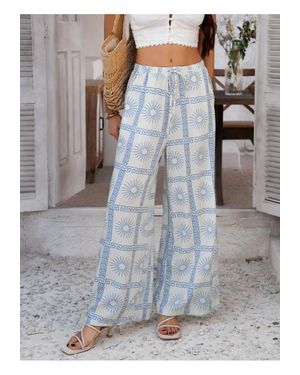 Everyday the Label Damen Devine Drawstring Bedruckte Weite Beinhose - Grau