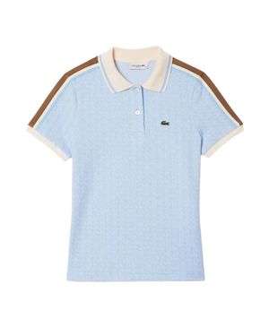 Lacoste Poloshirt Für Damen, Jacquard, Schmal, Kurzärmlig - Blau
