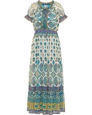 Usha Maxikleid Mit Allover-Print Damen Blau Mehrfarbig