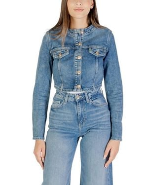 Guess Langarmjacke Mit Rundhalsausschnitt Und Knopfverschluss Und Vordertaschen - Blau