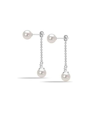 Bibei Damen Imperial Perlenohrringe Aus Sterlingsilber Mit Kette Und Zirkonia 925 Bipe035 - Weiß
