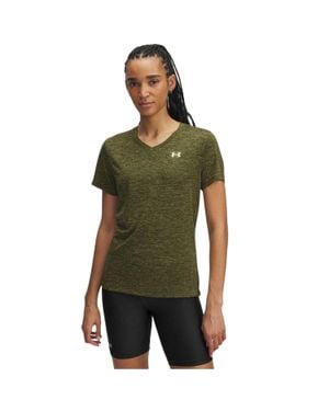 Under Armour T-Shirt Für Damen, V-Ausschnitt, Lose Passform (Olivgrün)