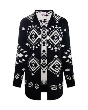 IZIA Strickjacke Damen Schwarz-Wollweiß