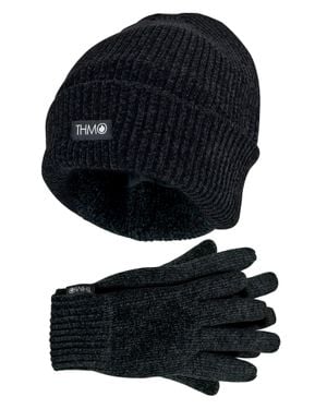 THMO Damen Thinsulate Mütze Und Handschuhe Set - Schwarz