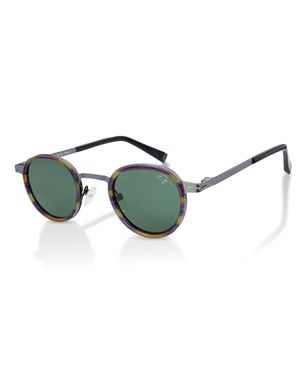 Infinity Leather De-Gamme Retro Runde Polarisierte Sonnenbrille – Paris - Grün