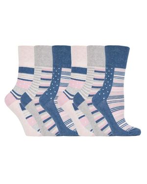 Gentle Grip 6 Paar Damen Nicht Elastische Socken - Blau