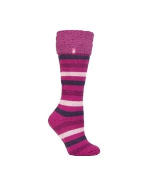 Heat Holders Damen Thermal-Socken Mit Mehrfarbigem Gestreiften Muster Für Lange Gummistiefel - Lila