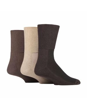 IOMI 3Er-Pack Extra Breite Bambusdiabetikersocken Für Geschwollene Beine - Braun