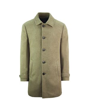Hackett London Gewaschener Wolltwill Herrenbraunmantel - Grün