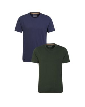 Mountain Warehouse Herren Flint Rundhals T-Shirt (Packung Mit 2) (Khaki Grün/ Blau)