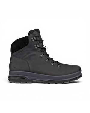 Ecco Herren Schwarze Leder-Wasserdichte Schnürstiefel – Rugged Track 25
