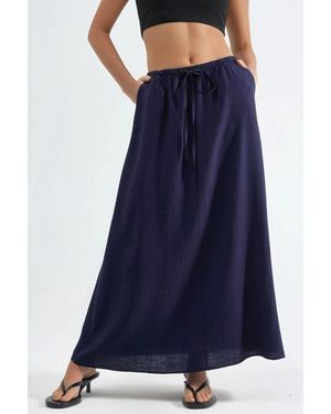 Busem Hoch Taillierter A-Linien Maxi-Rock - Blau