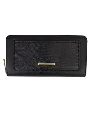 Black Moon Damen Kunstleder Geldbörse Große Strukturierte Tasche Mit Metalldetails Organizer - Schwarz