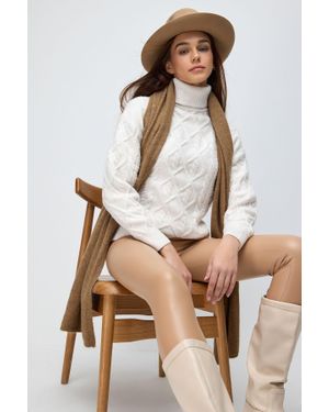 No Matter What Fischerkragen Geflochtener Pullover - Natur
