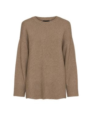 Pieces Pullover Für Herren/Damen Überschnittene Schulter, Leger (Fossil) - Braun