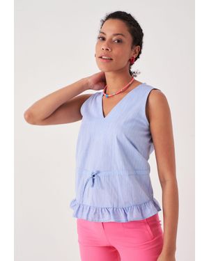 Herita Kurze Bluse Mit Langen Ärmeln Und V-Ausschnitt - Weiß