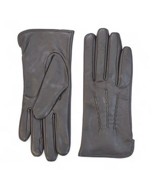 Infinity Leather Braune Damen-Autofahrerhandschuhe Aus Italienischem Leder Mit Weichem Wollfutter Und Winternahtdesign - Grau