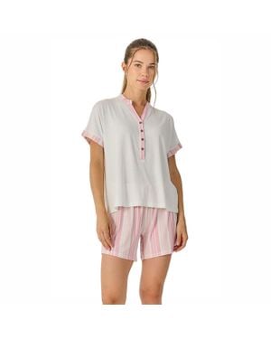 J&j Brothers Damen Sommer Kurzarm Pyjamas Jjb29 - Weiß