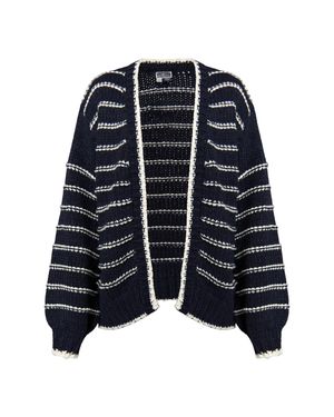 Dreimaster Strickjacke Damen Meereswollweiß - Blau