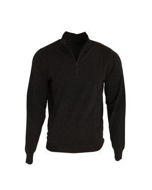 PREMIER Herren 1/4 Zip Strick Sweater - Schwarz