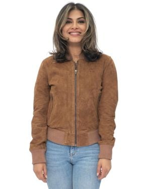 Infinity Leather Damen Ma-1 Wildleder Bomberjacke-Arnhem - Natur