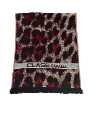 Roberto Cavalli Männer Bordeauxroter Wollschal - Schwarz