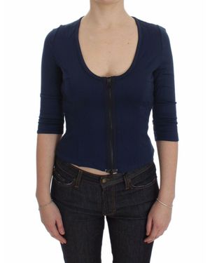 Exte Zip-Up Bluse Mit Drei Viertelärmeln - Blau