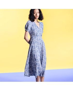 S&J Weekends Empire-Kleid Mit Liberty-Print - Blau