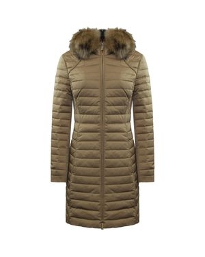 HUNTER Refined Damen Brauner Daunenmantel - Grün