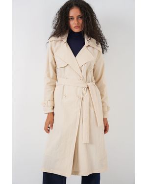 Bigdart Doppelreihiger Langer Trenchcoat Mit Taschen - Natur