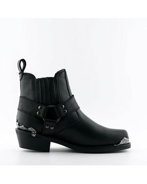 Grinders Herren Schwarze Cowboy Biker Stiefel
