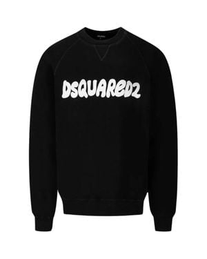 DSquared² Cool Fit Sketch Logo Schwarzer Pullover Mit Rundhalsausschnitt