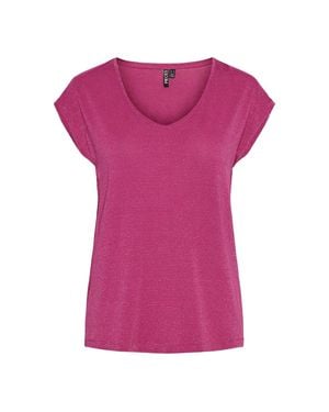 Pieces T-Shirt Für Damen, V-Ausschnitt, Regulär Rosa) - Lila