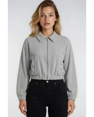 MixRay Lässig Geschnittene Reißverschlussjacke Mit Taschen - Grau