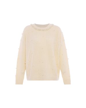 faina Pullover Damen Wollweiß - Natur