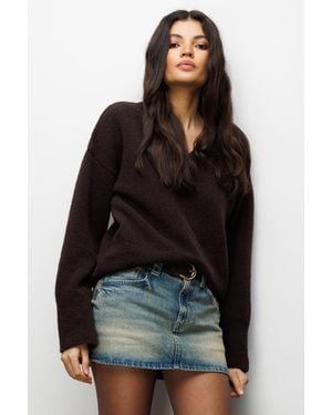 MixRay V-Ausschnitt Langarmpullover - Schwarz