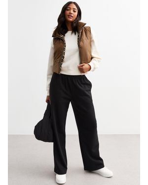 Gini London Kontrast Tier Gepolstert Crop Gilet - Weiß