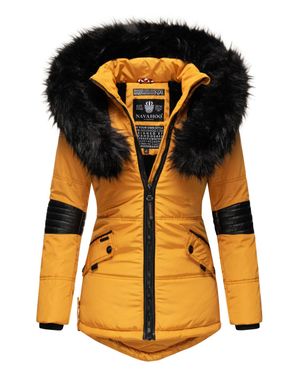 Navahoo Damen Winterjacke Nirvana – Warm, Mit Pompösem Kunstfellkragen & Teddyfellfutter - Orange