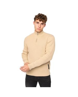 Crosshatch "Havaline" Pullover Mit Kurzem Reißverschluss Für Herren (Weizen) - Natur