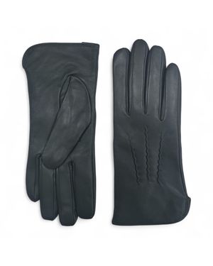Infinity Leather Damen-Autofahrerhandschuhe Aus Olivgrünem Italienischem Leder Mit Weichem Wollfutter Und Winter-Ziernahtdesign - Grau