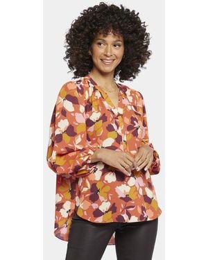NYDJ Bluse Mit Puffärmeln, Blumenmuster - Orange