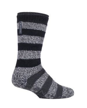 Heat Holders Herren Gestreifte Fleece Gefütterte Anti-Rutsch Dicke Slipper Socken - Blau