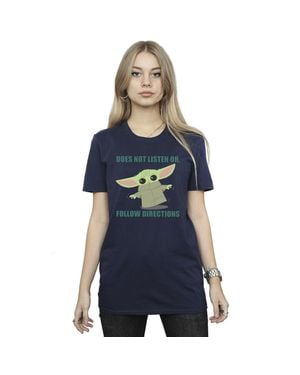 Star Wars "The Mandalorian Does Not Listen" T-Shirt Für Damen (Marineblau)