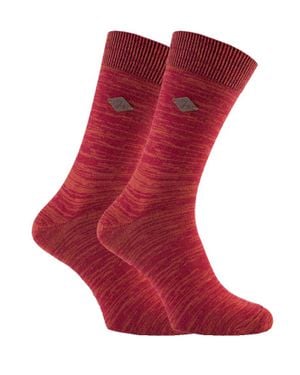 Farah 2 Paar Herren 1920 Helle Farbe Luxus Baumwolle Dünn Casual Crew Socken - Rot