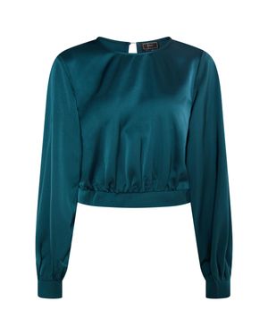 faina Langarmbluse Damen Smaragd - Blau