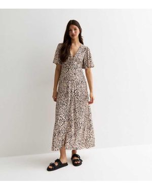 Gini London Animal Print Midikleid Mit Knopfleiste - Natur