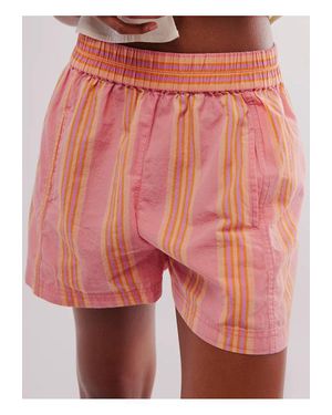 Everyday the Label Damen Gestreifte Shorts Mit Elastischem Bund - Rot